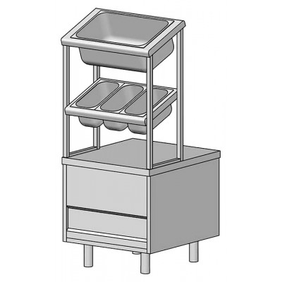 Прилавок для столовых приборов и хлеба ЦМИ Волга ПСПХ(3хGN1/3 и GN1/1) (630х700х1480 мм)