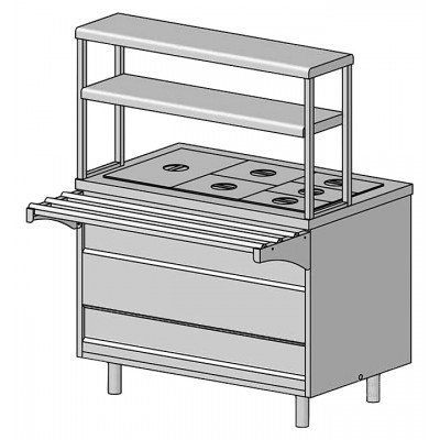 Прилавок-мармит 2-х блюд ЦМИ Волга ПМ2нп2 (1120х700(1030)х1480 мм)
